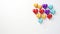 Realistic Multicolor Heart Balloon on White Background Copy Space