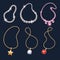 Realistic necklaces jewelry accessories icons set.