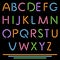 Realistic Neon Tube Letters. Alphabet, ABC, Font. Multicolor