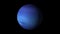 Realistic Neptune Planet Turning on black Background. Neptune Sphere Blue Surface and Texture with Moving light and Shadow.