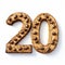 Realistic Number 20 Cookie On White Background