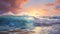 Realistic Ocean Sunset Illustration With Detailed Brushwork