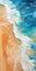 Realistic Ocean Waves And Sand Painting In Orange And Cyan