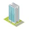 Realistic office building, isometric skyscraper, modern apartments. Vector illustration. .