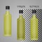 Realistic Olive Oil Bottle Mockup With Transparent Glass And Liq