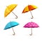 Realistic Open Colorful Umbrellas Set. Vector