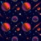 Realistic open space. The milky way, stars and planets. Alien planet background. Gas giant with planets.Vector cosmic illustration