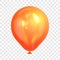 Realistic orange balloon, isolated on transparent background.