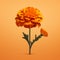 Realistic Orange Carnation Flower Illustration On Solid Background