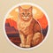 Realistic Orange Cat Sticker With Soft Tonal Colors