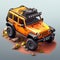 Realistic Orange Jeep Wrangler In Urban Landscape With Detailed Renderings