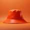 Realistic Orange Leather Bucket Hat Mockup With Sculpted Impressionism Style