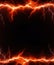 Realistic orange lightning frame background.