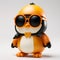 Realistic Orange Penguin Toy With Sunglasses - Hyper-detailed Renderings