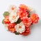 Realistic Orange And White Plastic Flowers On White Background