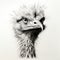 Realistic Ostrich Portrait Tattoo Drawing On White Background