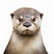 Realistic Otter Portrait Illustration On White Background