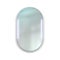 Realistic oval illuminated mirror. Round electric interior element. Reflective surface with backlight. Isolated room