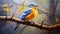 Realistic Painting Of A Blue Bird On A Branch