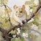 Realistic Painting Of Mouse On Branch By Alex Alemany