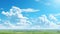 Realistic Panoramic Landscape: Green Field And Clear Sky