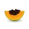 Realistic papaya slice isolated on white background. Exotic fruit.