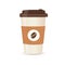 Realistic paper coffee cup. Large size. Coffee take away. Vector illustration.