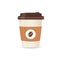 Realistic paper coffee cup. Small size. Coffee take away. Vector illustration
