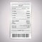 Realistic paper shop receipt with barcode