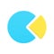 Realistic pareto pie chart 3d icon. Blue circle is 80 percent business achievement