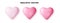 Realistic pastel hearts multicolored of shades of pink. Glossy 3d spheres set isolated with shadow.