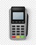 Realistic payment terminal. Contactless Pos terminal front view, finance service and banking electronic financial