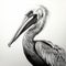 Realistic Pelican Portrait Tattoo Drawing In High Contrast Black And White