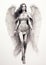 Realistic Pencil Sketch Of Majestic Elvin Female Angel In Armor