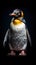 Realistic Penguin on Dark Background. Generative AI