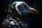 Realistic Penguin Robot Head in Cinematic 3D with Highly Detailed Rococo Background