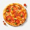 Realistic Pepperoni Pizza On White Background - Vicente Romero Redondo Style