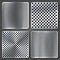 Realistic perforated brushed metal textures set. Polished stainless steel background. Vector illustration.