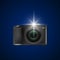 Realistic photo camera. Professional photo studio flash. Vector illustration