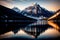 Realistic photo majestic landscape of mountain lake with perfect reflection