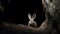 Realistic Photo Of Rabbit In Dark Cave