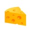 Realistic piece of hard cheese with big holes. vector