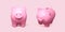 Realistic piggy bank. Pink pig isolated on white background. Piggy bank concept of money deposit and investment