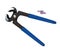 Realistic Pincers with rubber, blue plastic handles isolated on white background. For removing nails from wood. Modern carpenters