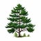 Realistic Pine Tree Drawing On White Background