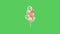 Realistic pink balloons float through on green background.