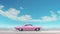 Realistic Pink Car On Open Road: Retro Glamour Wallpaper