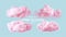 Realistic pink fluffy clouds set isolated on transparent background. Cloud sky background for your design. Vector