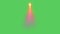Realistic pink light beam from above on green background.