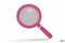 Realistic pink Magnifying glass with shadow isolated on white background. Lupe 3d in a realistic style. Search vector icon.